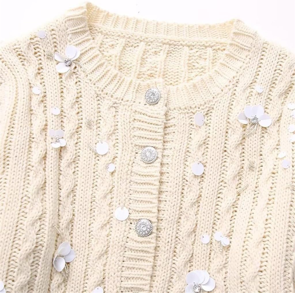 Women's Fall and Winter Temperament Versatile Slim Sequin Knitwear