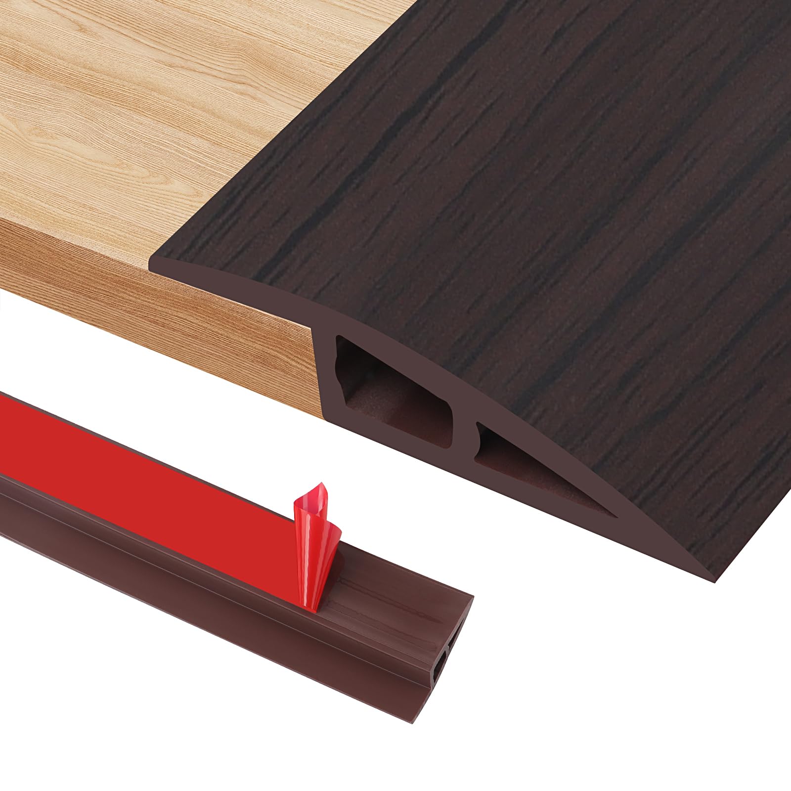 100cm Self-Adhesive Carpet Door Strips, PVC Door Threshold Strip for Height 7-10mm Carpet, Laminate Floor and Tile Thresholds, Doorways, Edges and Scooters(A5010,Black Walnut Grain)