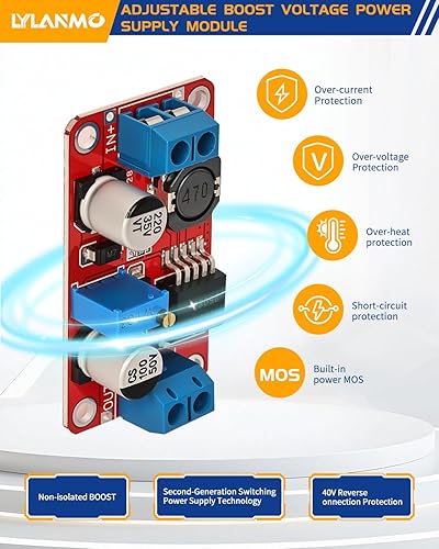 Miniatura 3 de LYLANMO Módulo convertidor de Buck elevador XL6019 3A DC-DC regulador de voltaje ajustable 3.0-35V entrada a 5.0-40V módulo de impulso de salida