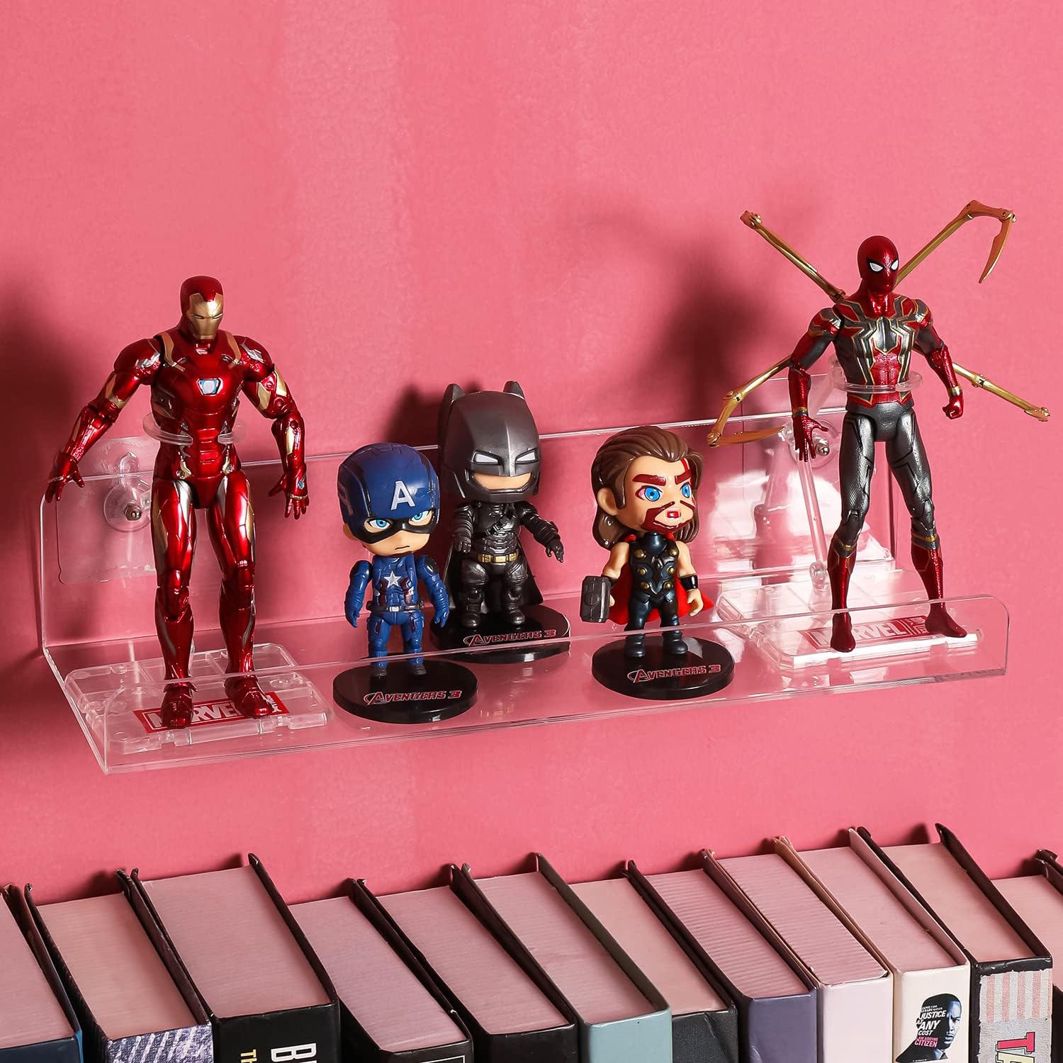 Sooyee 8 Pack Clear Acrylic Shelf, Invisible Floating Wall Ledge Bookshelf, Kids Book Display Shelves Wall Mounted,Funko Pop Shelves