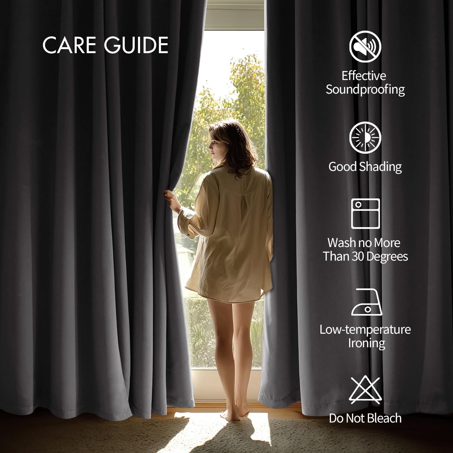 EMEMA Tende Grigio Opache con Occhielli 225 CM di lunghezza, Morbide Tende Oscuranti, Set di 2 Tende Oscuranti per Soggiorno Camera da Letto, Tende Opache con Occhielli Ciascuna H225 x B140 CM