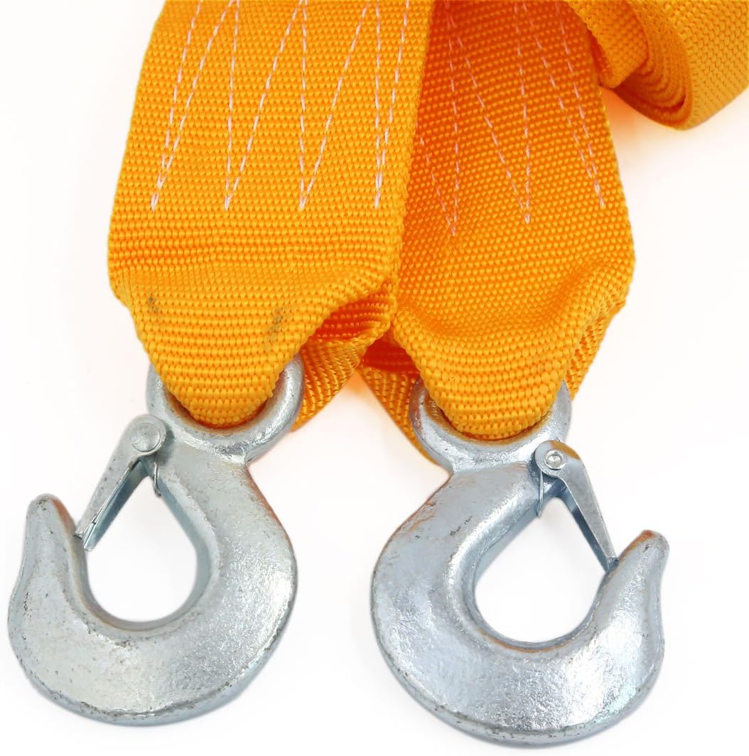 5M 8 Tons Car Truck Yellow Nylon Tow Strap Rope w Loaded Hooks (id: 085 7ec a3d b25 946