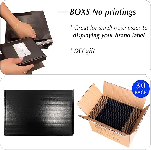 Miniatura 6 de Cajas de cartón negro de 9 x 6 x 4, paquete de 30 cajas de envío para cajas de correo de pequeñas empresas, cajas de embalaje corrugado