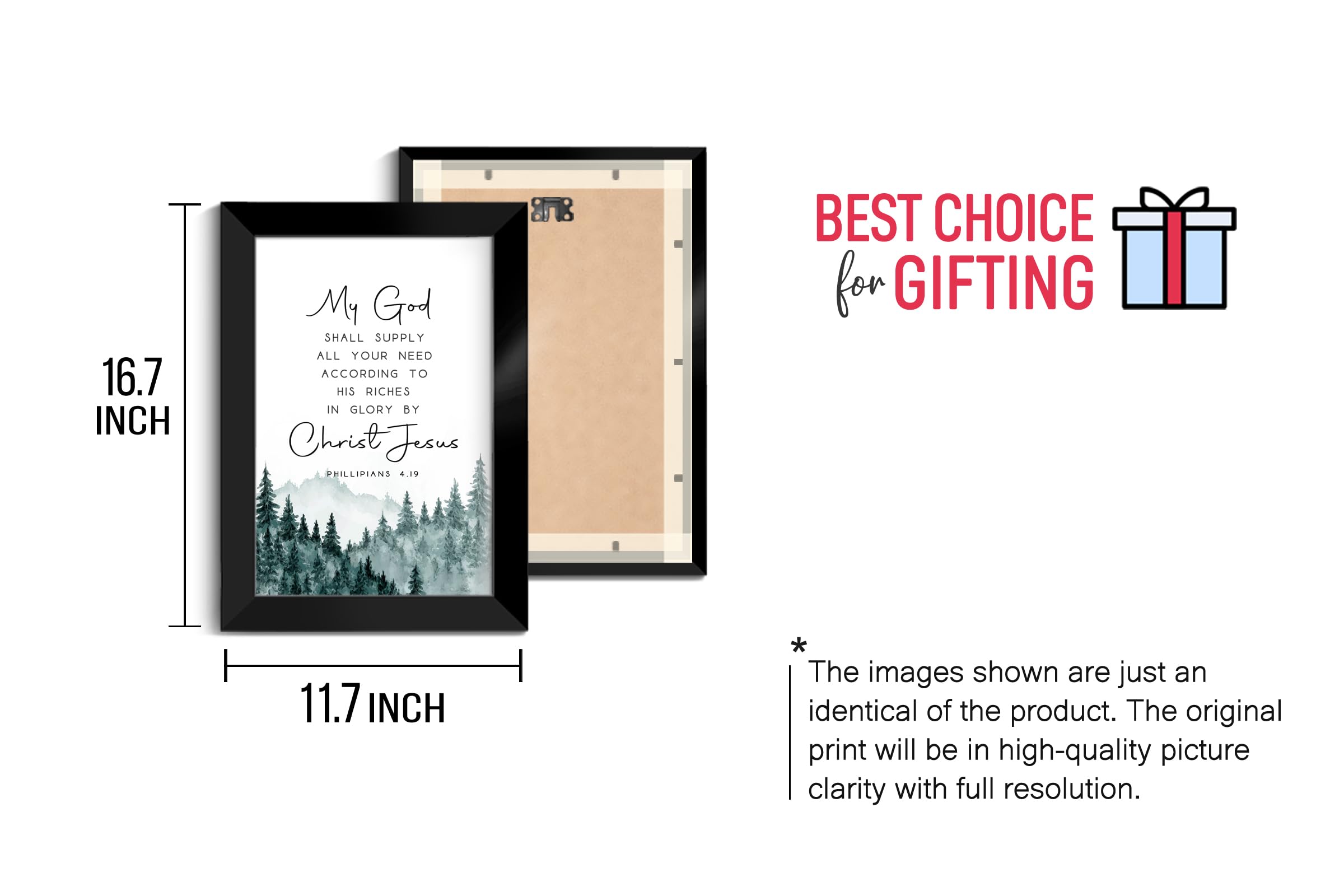 Elben Creatives: But my God shall supply all your need according to His riches in glory by Jesus Christ.-Phillipians 4.19 Photo Frame, Home Decor, Wall Photo Frame Wall Poster, Blessing Quotes, Print with Frame, Room Decor, Wall Decor 2
