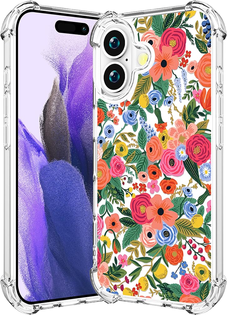 Coque iPhone 17 robuste antichoc transparente aux fleurs roses - 8