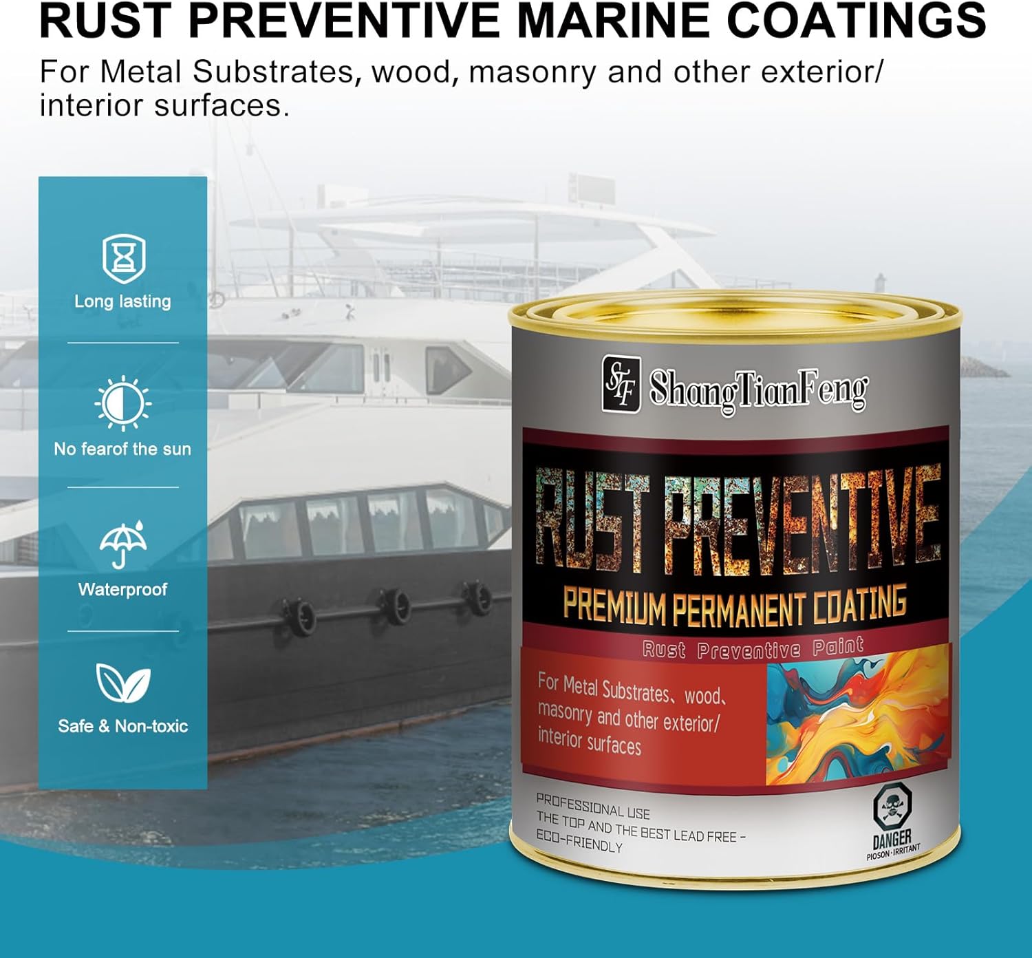 Black Rust Preventive Paint, Rust Inhibitor and Corrosion Permanently, Anti-rust, Non-porous Protective Barrier, UV Resistance and Heat Resistance, 32 Fl Oz