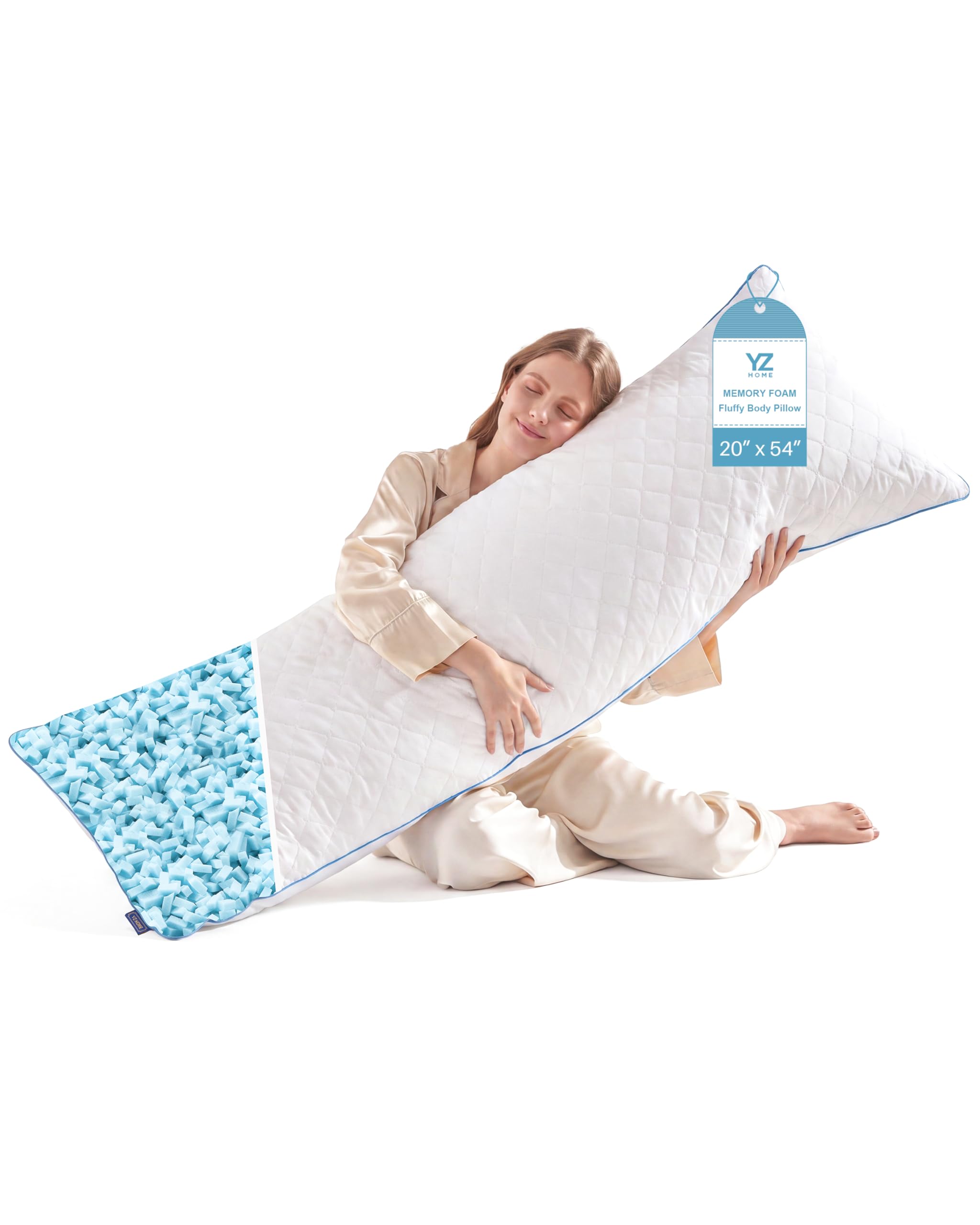 Photo 1 of YZ HOME Long Body Pillow for Adults,Firm Body Pillow Shredded Memory Foam