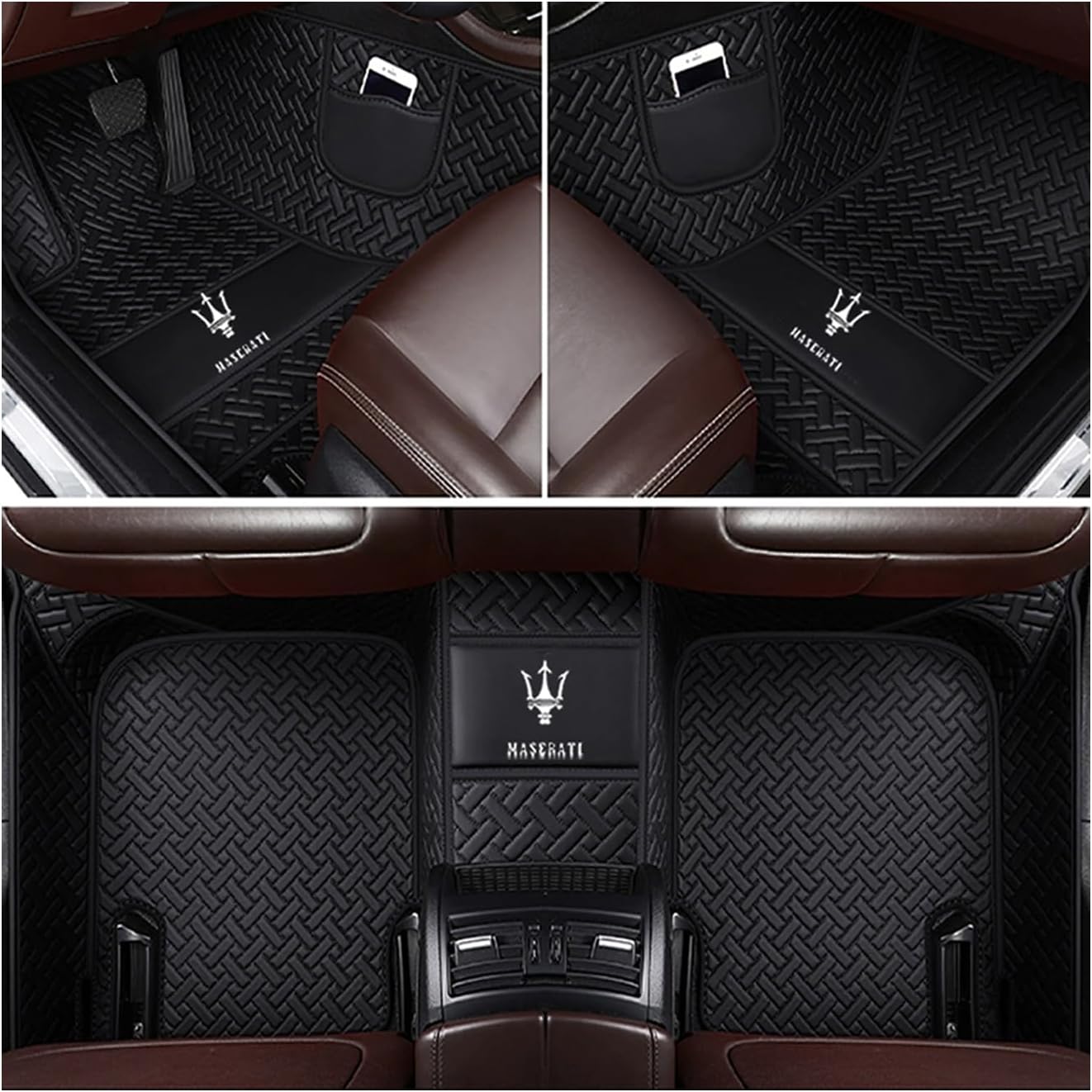 Custom 3D Leather Car Floor Mats for Maserati Quattroporte, Ghibli, Levante, GranTurismo,Grecale (2004-2025) - Custom Logo/Image, Full Coverage, Anti - Slip & Waterproof