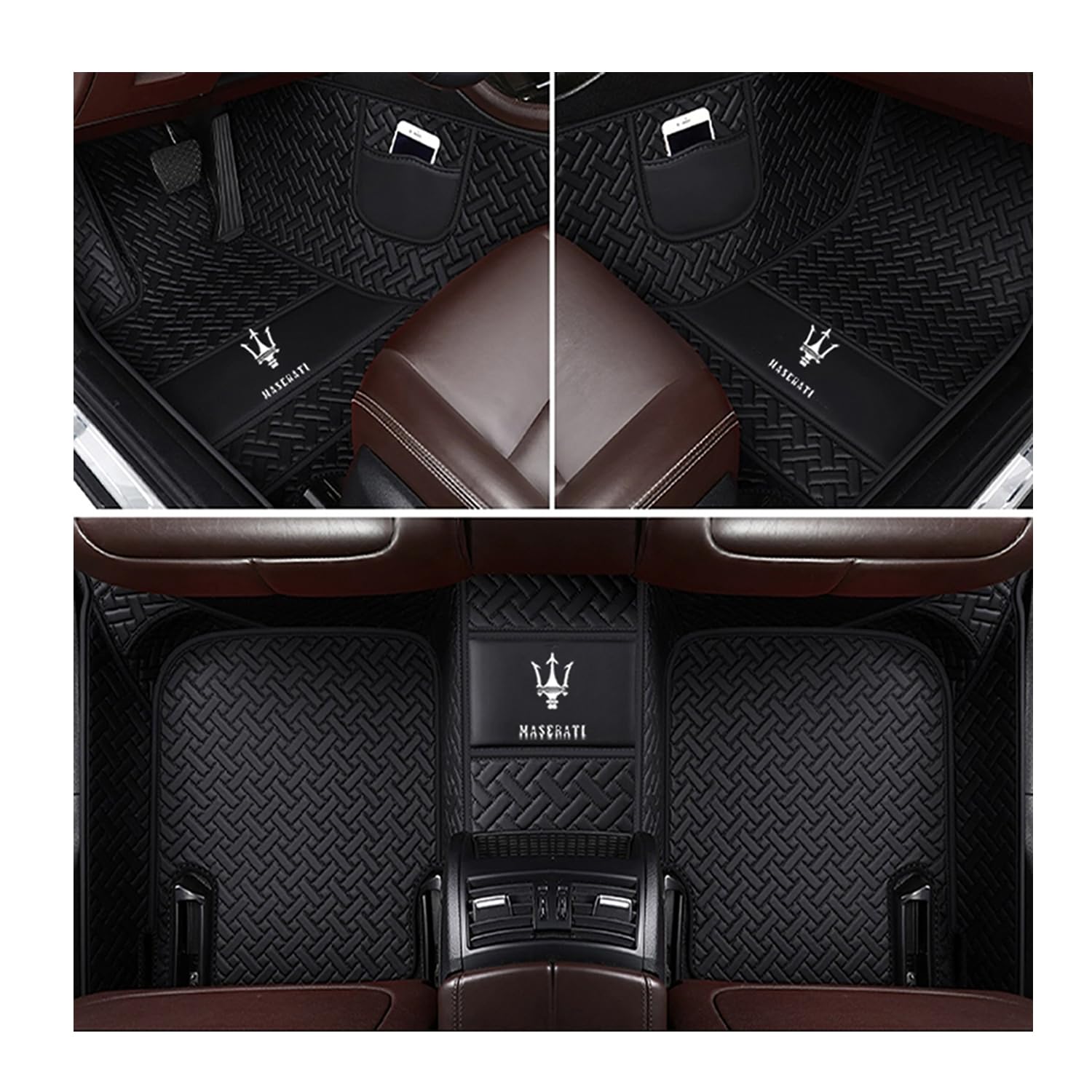 Custom 3D Leather Car Floor Mats for Maserati Quattroporte, Ghibli, Levante, GranTurismo,Grecale (2004-2025) - Custom Logo/Image, Full Coverage, Anti - Slip & Waterproof