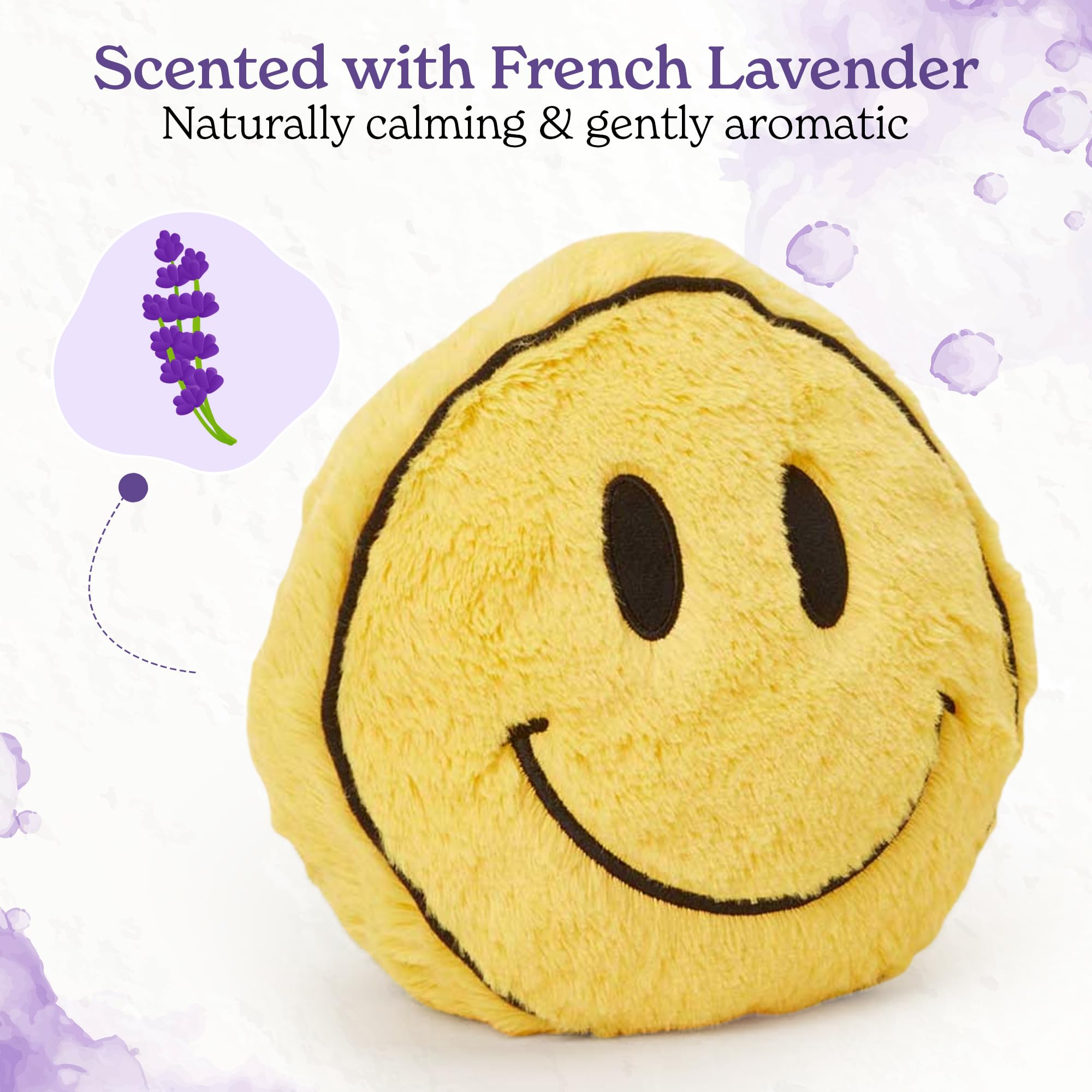Warmies Wärmekissen mit Smiley-Gesicht, mikrowellengeeignet, gewichtet, leicht nach französischem Lavendel duftend – Groß