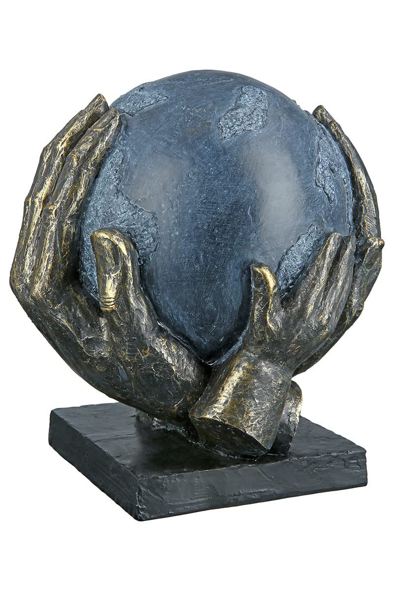 Casablanca Skulptur Save the World, Deko Figur Bronze, Grau, Kunstharz Statue Wohnzimmer, Büro Dekoration H. 19 cm x B. 18 cm - Moderne Skulpturen