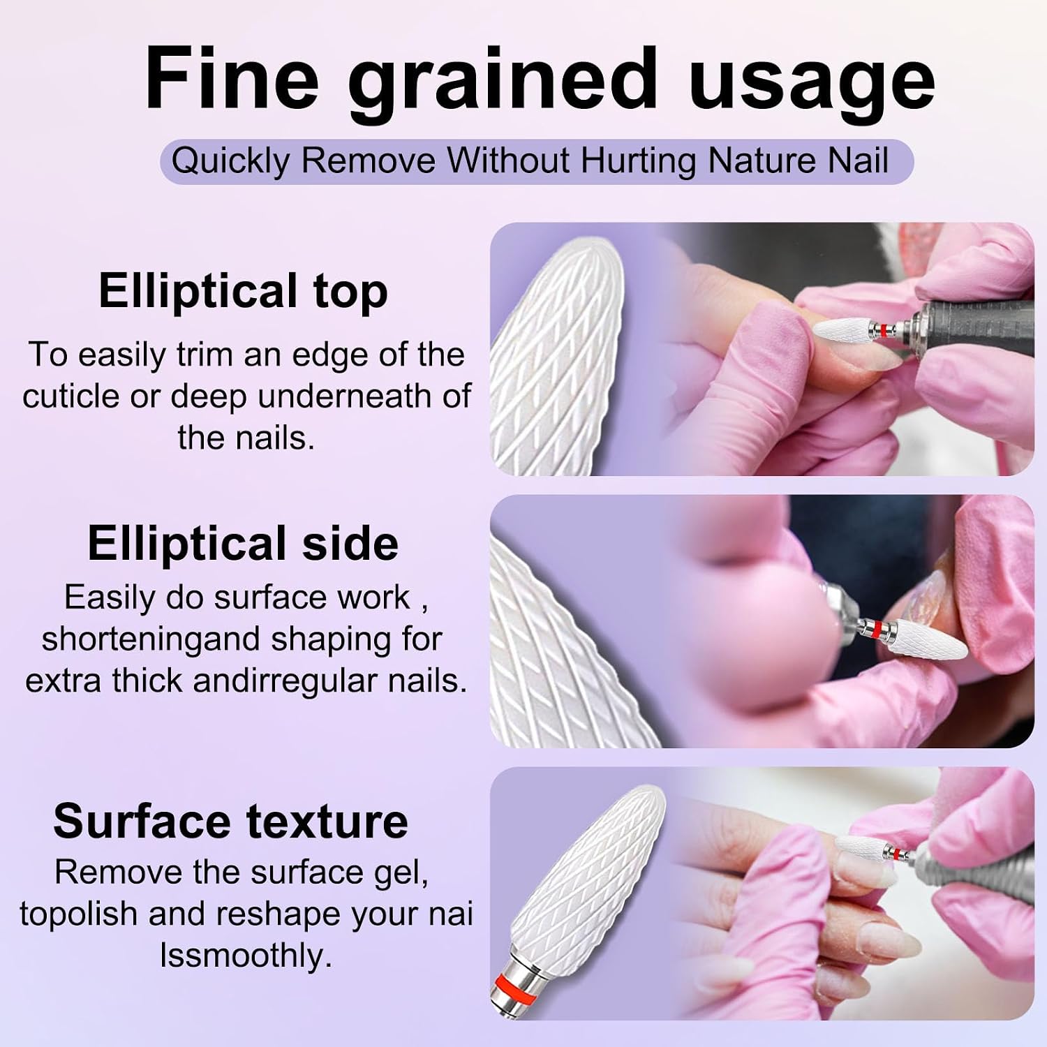 Fantexy 3/32" Ceramic Nail Drill Bit, Fine - F | Remove Acrylic Hard Gels, Ceramic Cone File Bit, For Nail Art, Manicure, Pedicure, Gel & Cuticle Clean