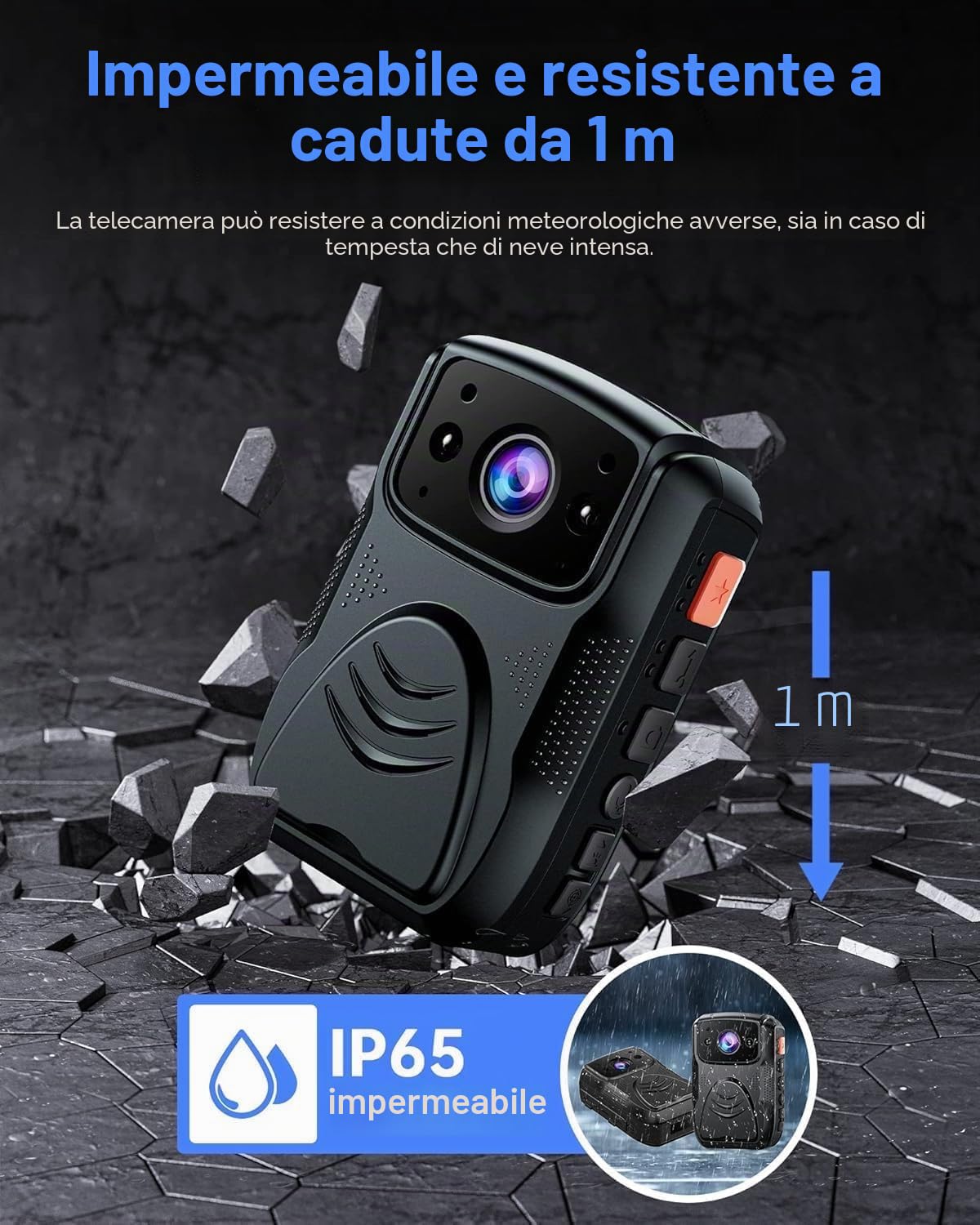 Body Cam 4K 40MP fotocamera corpo con registrazione audio e video, WLAN GPS Police Body Cam per le forze dell'ordine, IP65 impermeabile per corpo della polizia visione notturna con batteria da 4000