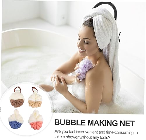 Miniatura 8 de Bola de baño de 4 piezas Red de ducha de flores Esponja Flor Bola de baño Esponja de baño Esponja de baño Esponja de baño Esponja de baño Depurador