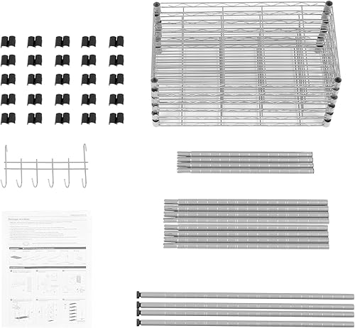 Miniatura 8 de BATHWA Paquete de 2 estantes de alambre de metal de 6 niveles, estantería independiente, estantes de almacenamiento ajustables y resistentes para