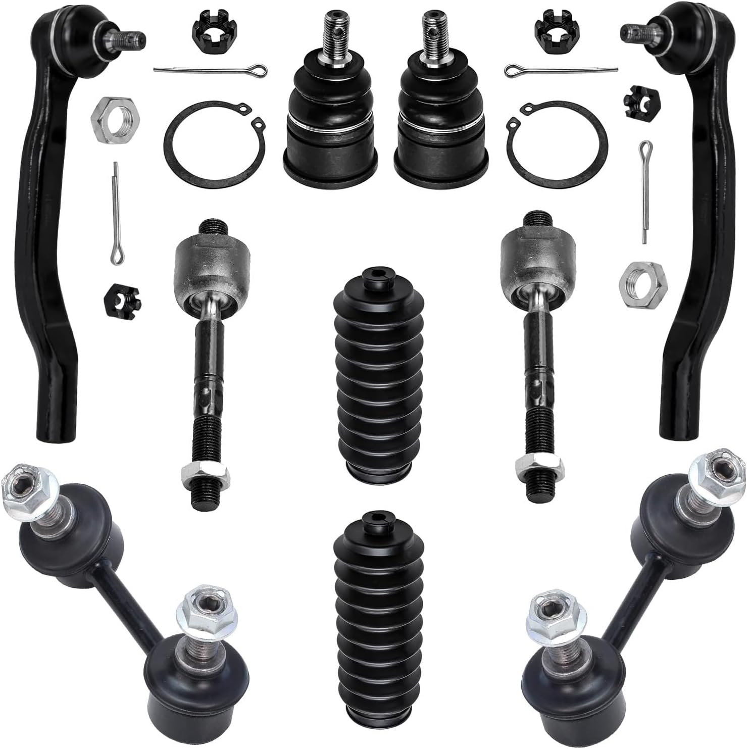 Detroit Axle - 10pc Front Suspension Kit for 1998-2002 Honda Accord 1999-2003 TL 2001-2003 CL 2 Lower Ball Joints 4 Inner & Outer Tie Rods 2 Sway Bar Links 2 Boots Replacement