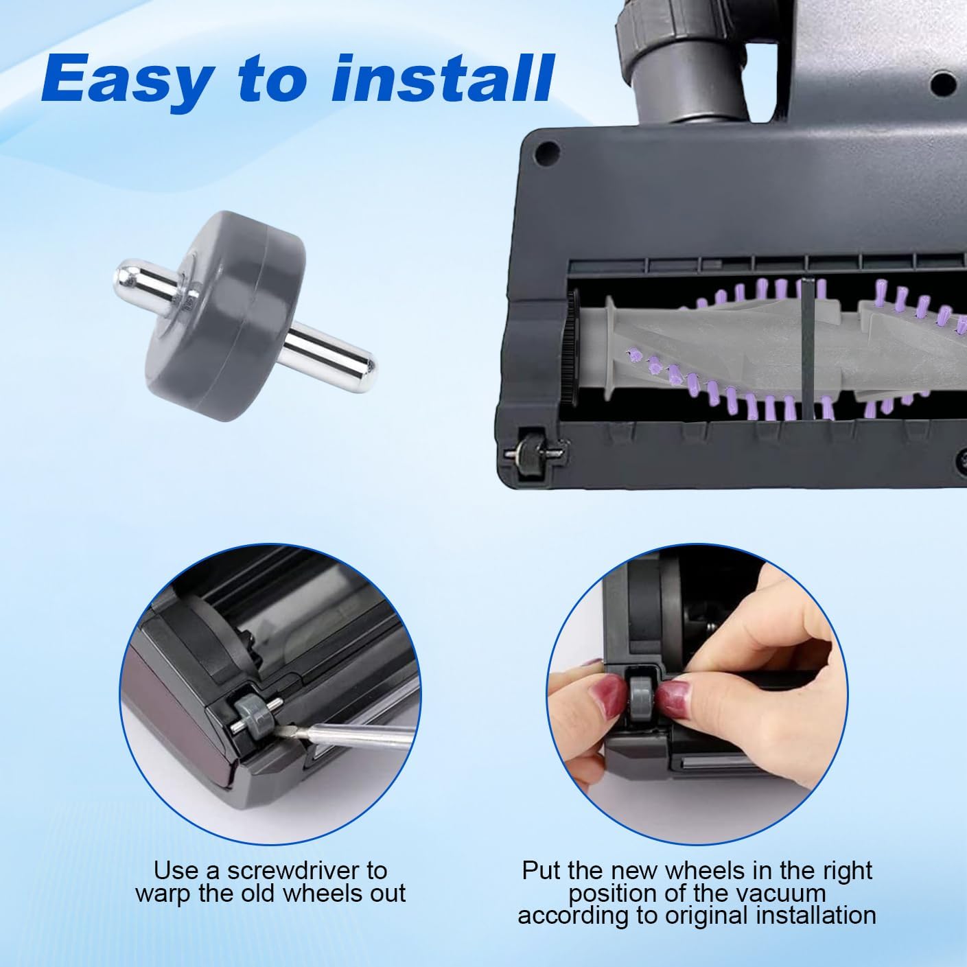 Roller Brush Belt Replacement Compatible with Shark Navigator Lift-Away Upright Vacuum CU512 CU510 CU520 CU500 Vacuum Brush Replacement Part, 1 Roller Brush + 2 Belts + 2 Wheels