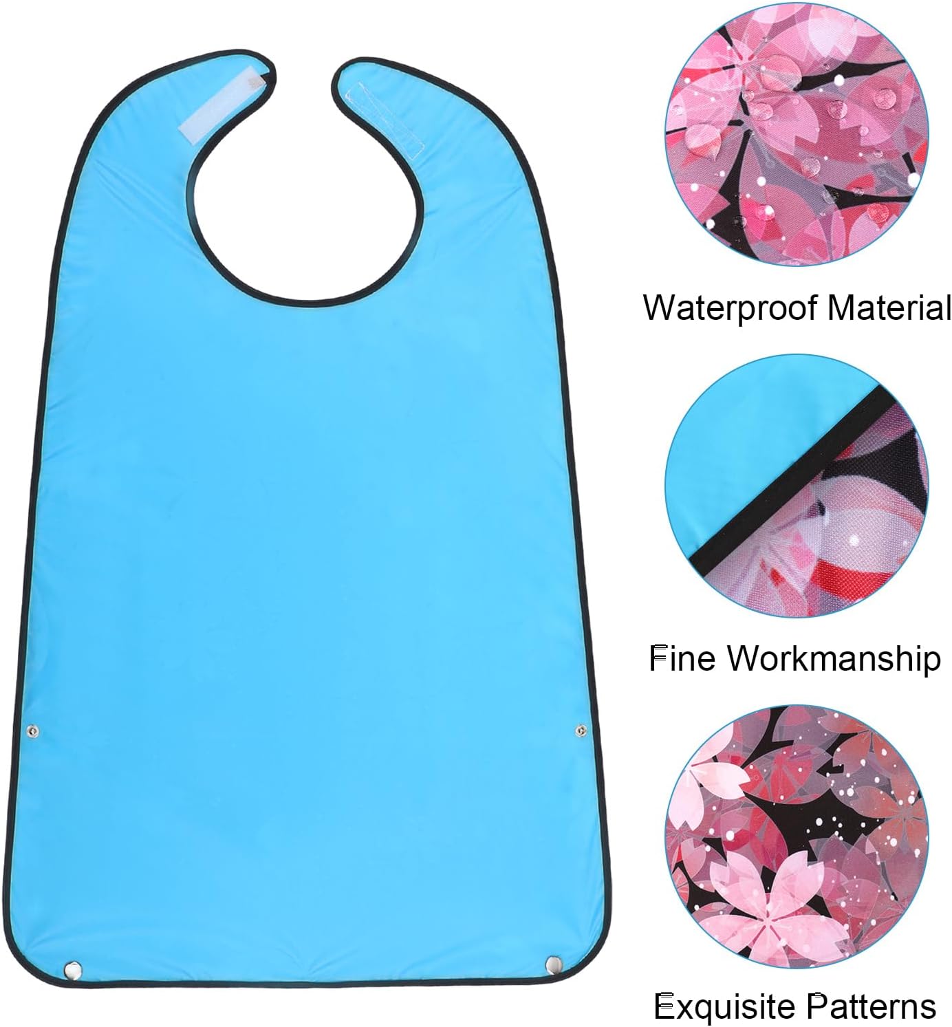 3 Pack Adult Bibs for Women, Adult Bibs for Eating, Washable Sakura Bib Reusable Waterproof Clothing Protector Closure Adjustable Food Crumb Catcher Gifts for Alzheimer's Patients