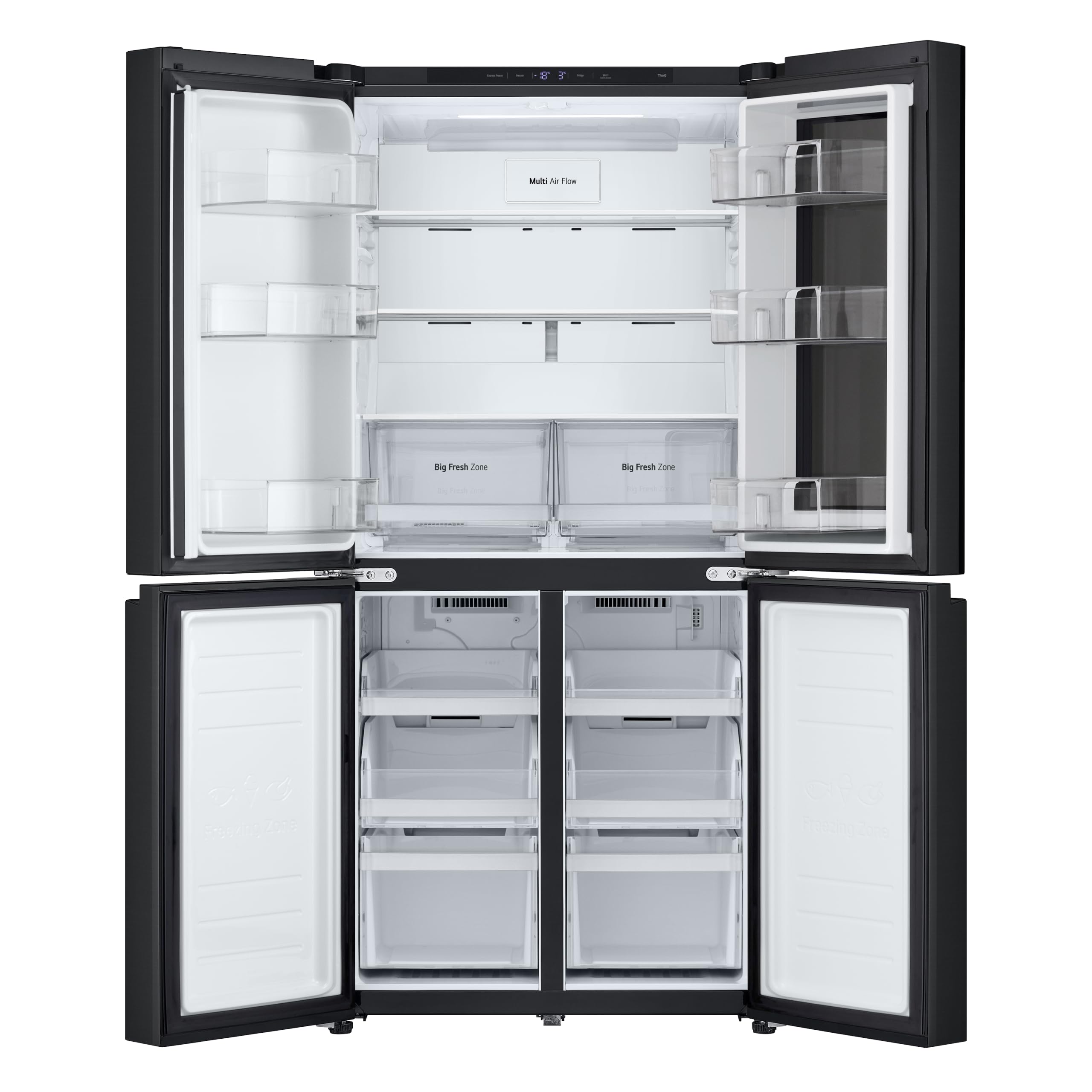 LG GMV860EPDE Frigorifero Slim Multidoor InstaView, Classe E, 530L, Wi-Fi, Linear Cooling, Total No Frost, Controllo da Remoto, Smart Diagnosis, Larghezza 835mm, Nero Opaco