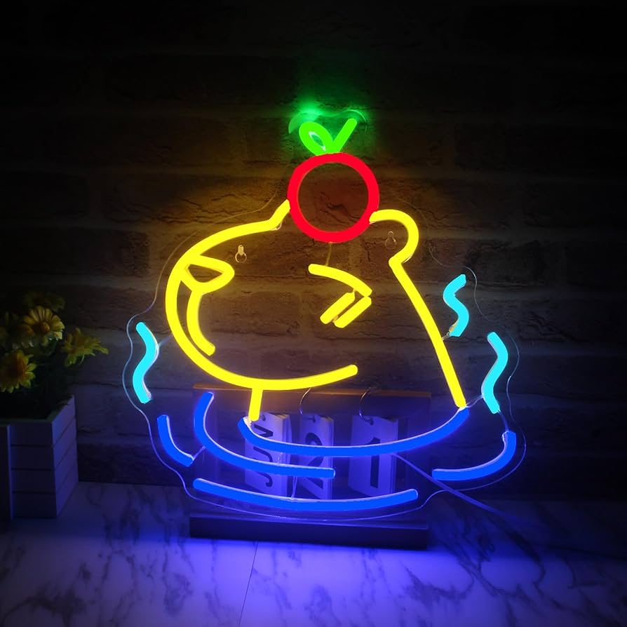 Amazon.co.jp: クールなカピバラネオンサイン かわいい動物 イエロー