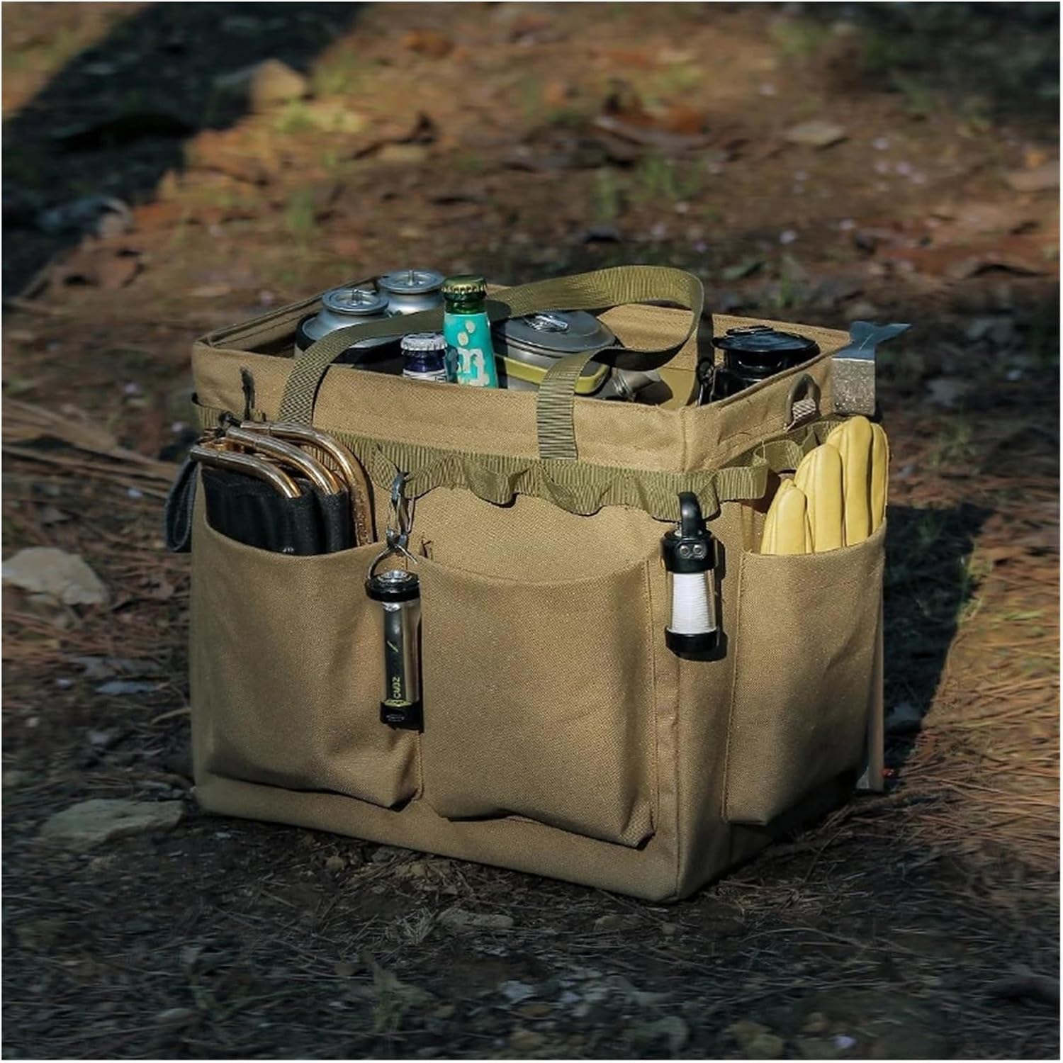 Multifunctional Outdoor Camping Bag with Detachable Table Board, Large Capacity Tool Storage for Picnic Travel(Black bag and table)
