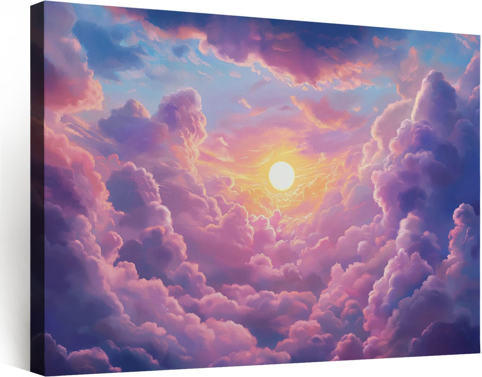 Impression sur Toile avec Cadre en Bois Photo Peinture 70x50 cm Tableau Decoration Murale Chambre Garçon Gaming, Art Moderne Nébuleuse Violette Espace Onirique