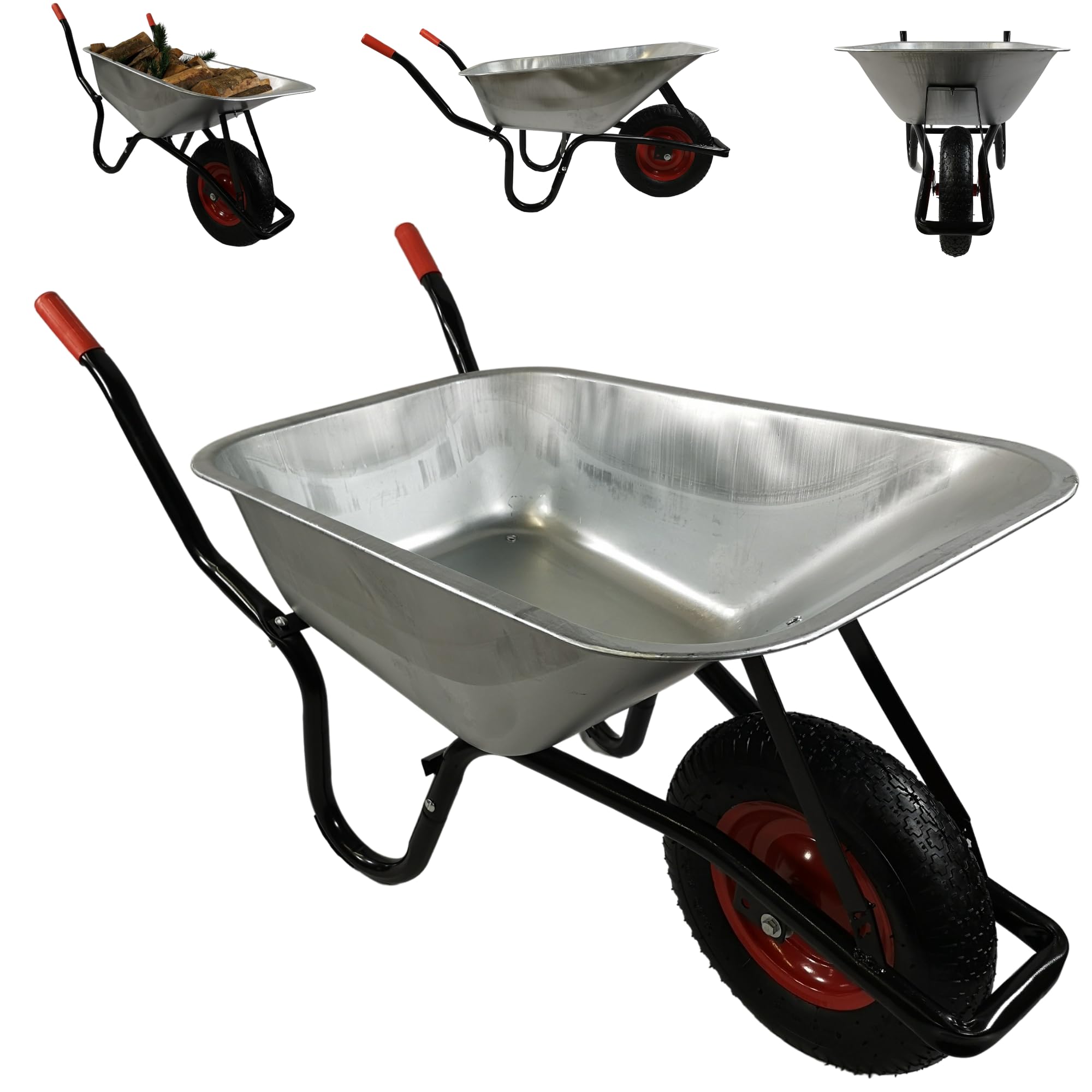 Rackhams 90 Litre 150Kg Capacity Heavy Duty Galvanised Samuel Alexander Metal Garden Wheelbarrow With Pneumatic Tyre - Wheelbarrows