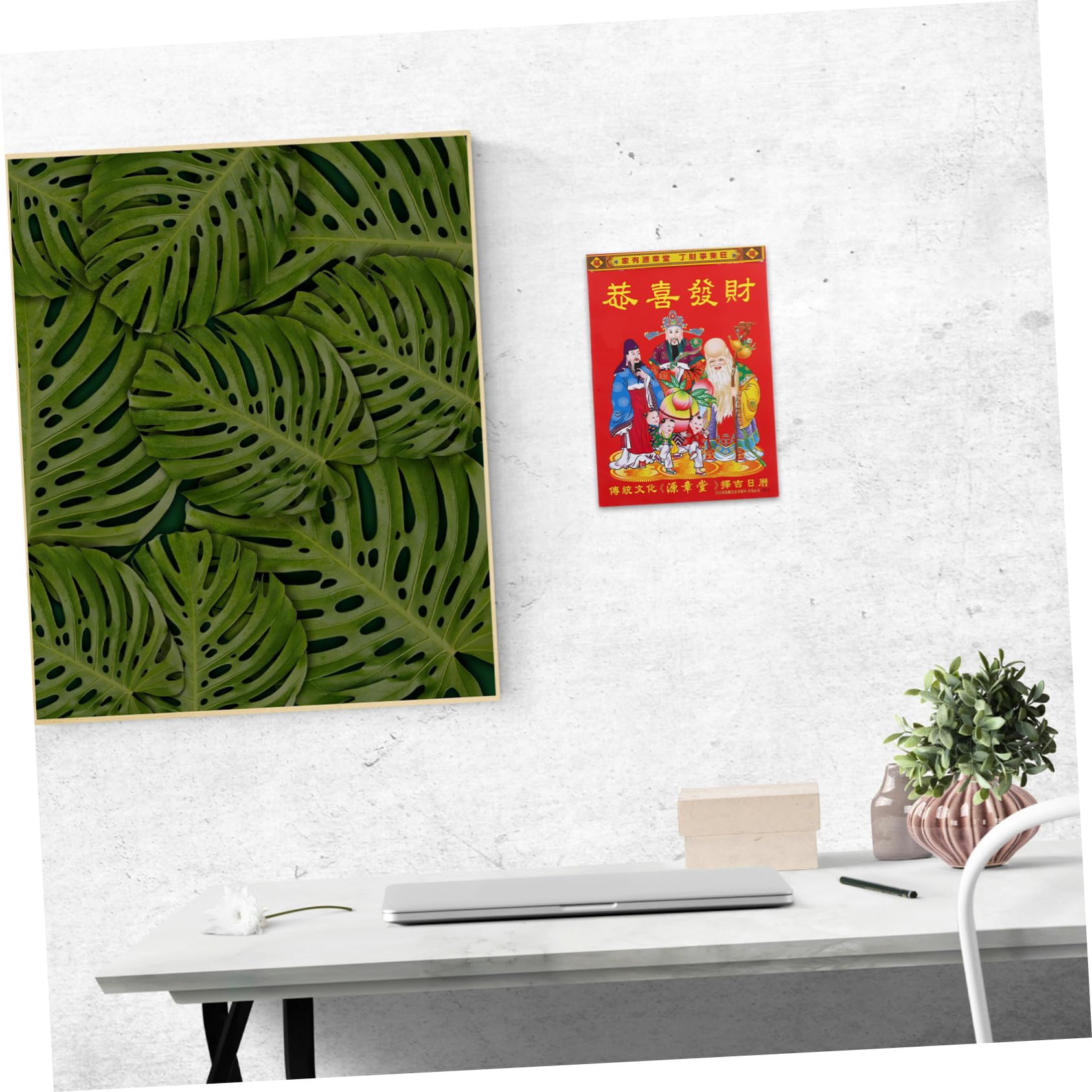 Calendario de Pared Desprendible Año del Caballo Decoración Tradicional Asiática Hogar Oficina Estilo Chino Calendario Zodiacal