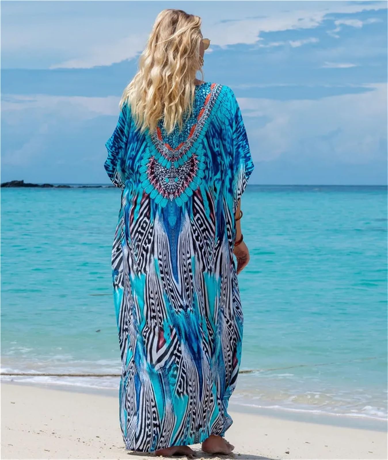 Copricostume da Bikini Abiti da Donna Taglie Forti Abito con Scollo a V Ampio per Vacanza