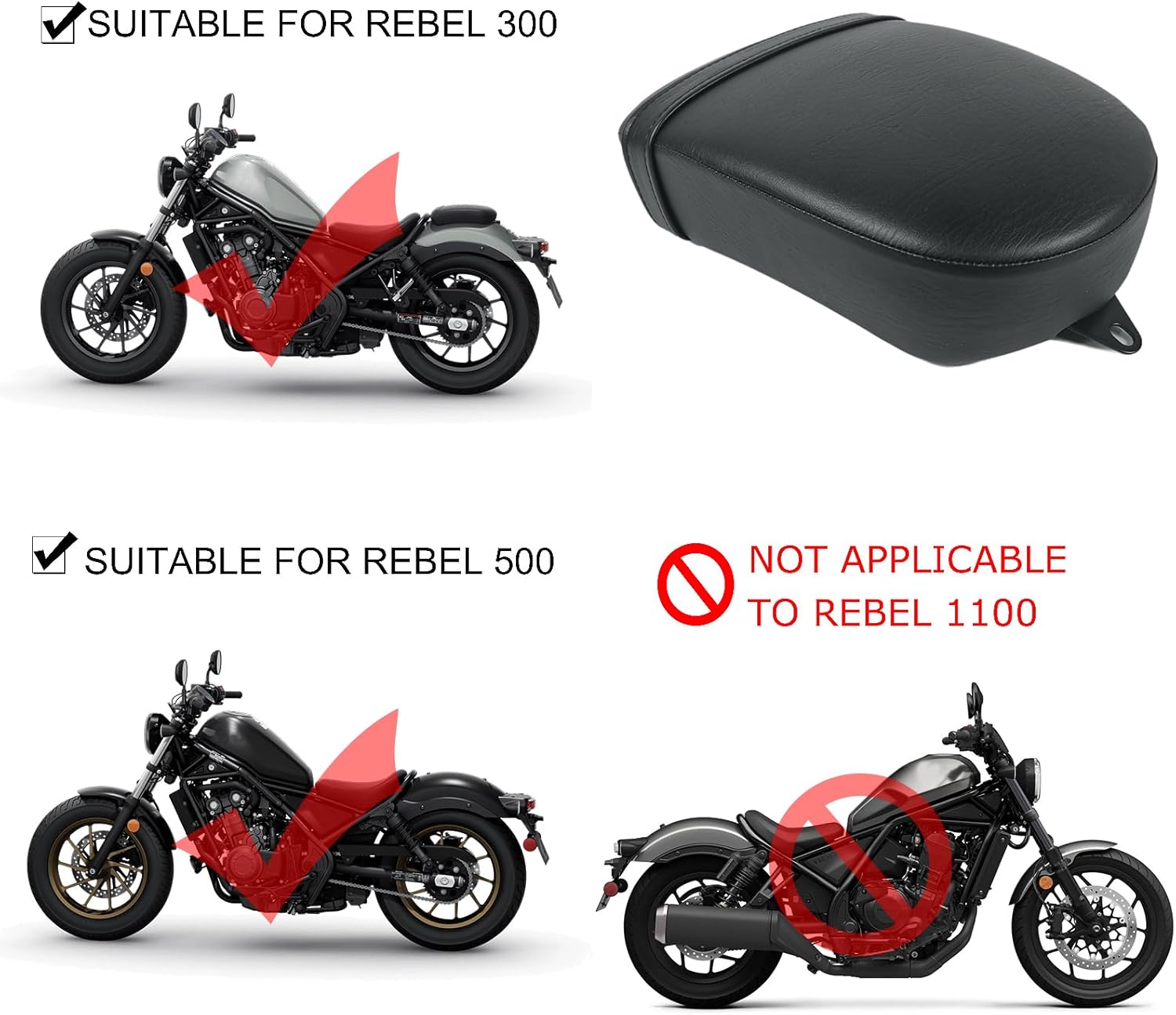 Motorcycle Rear Passenger Seat for Honda Rebel CMX300 CMX500 Honda Rebel 300 500 seat Accessories Passenger Seat Kit Fit Rebel 300 500 2017-2025