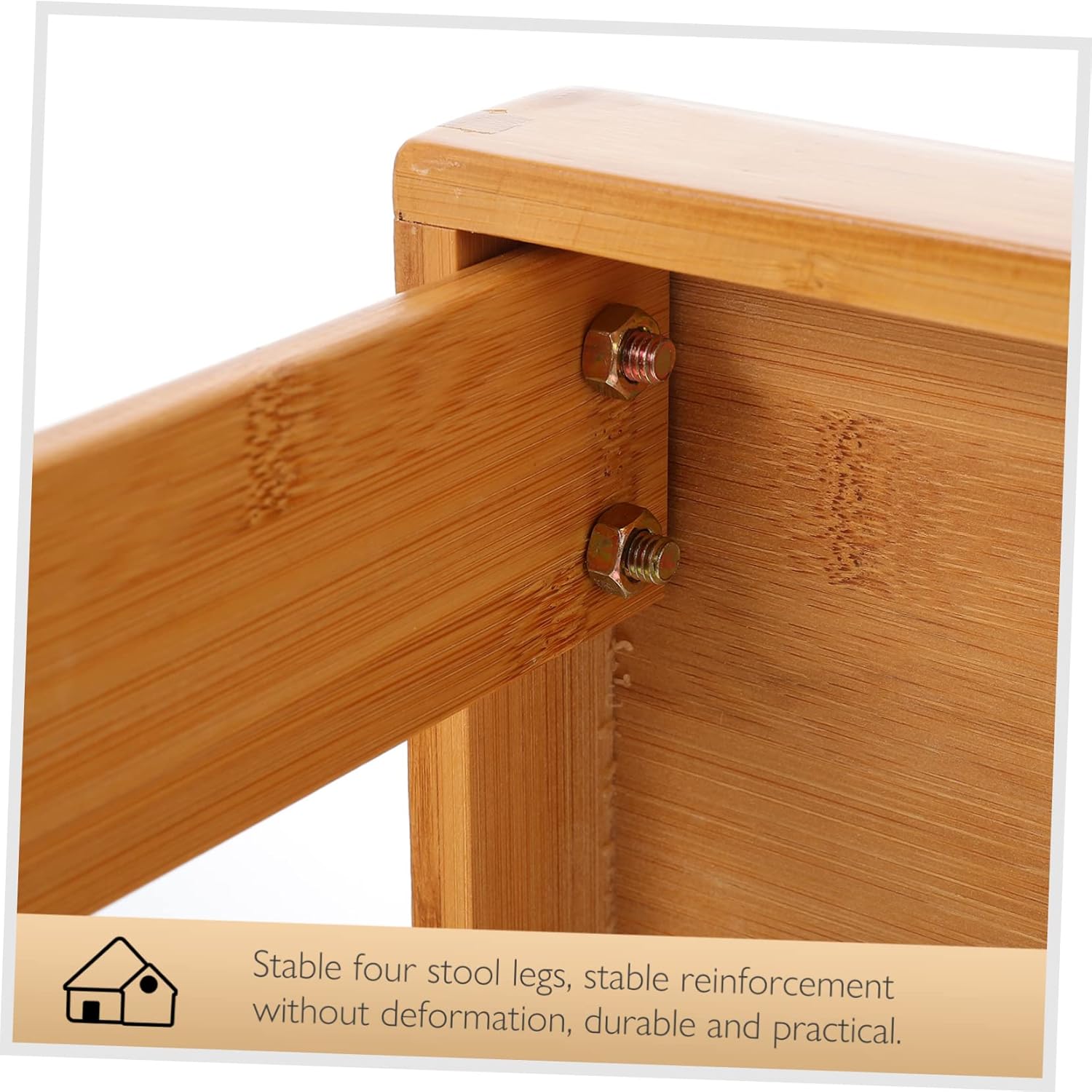 Bamboo Small Square Stool Practical Low Foot Stool for Boys and Girls and Adults Natural Bamboo Laundry Changing for Home Use