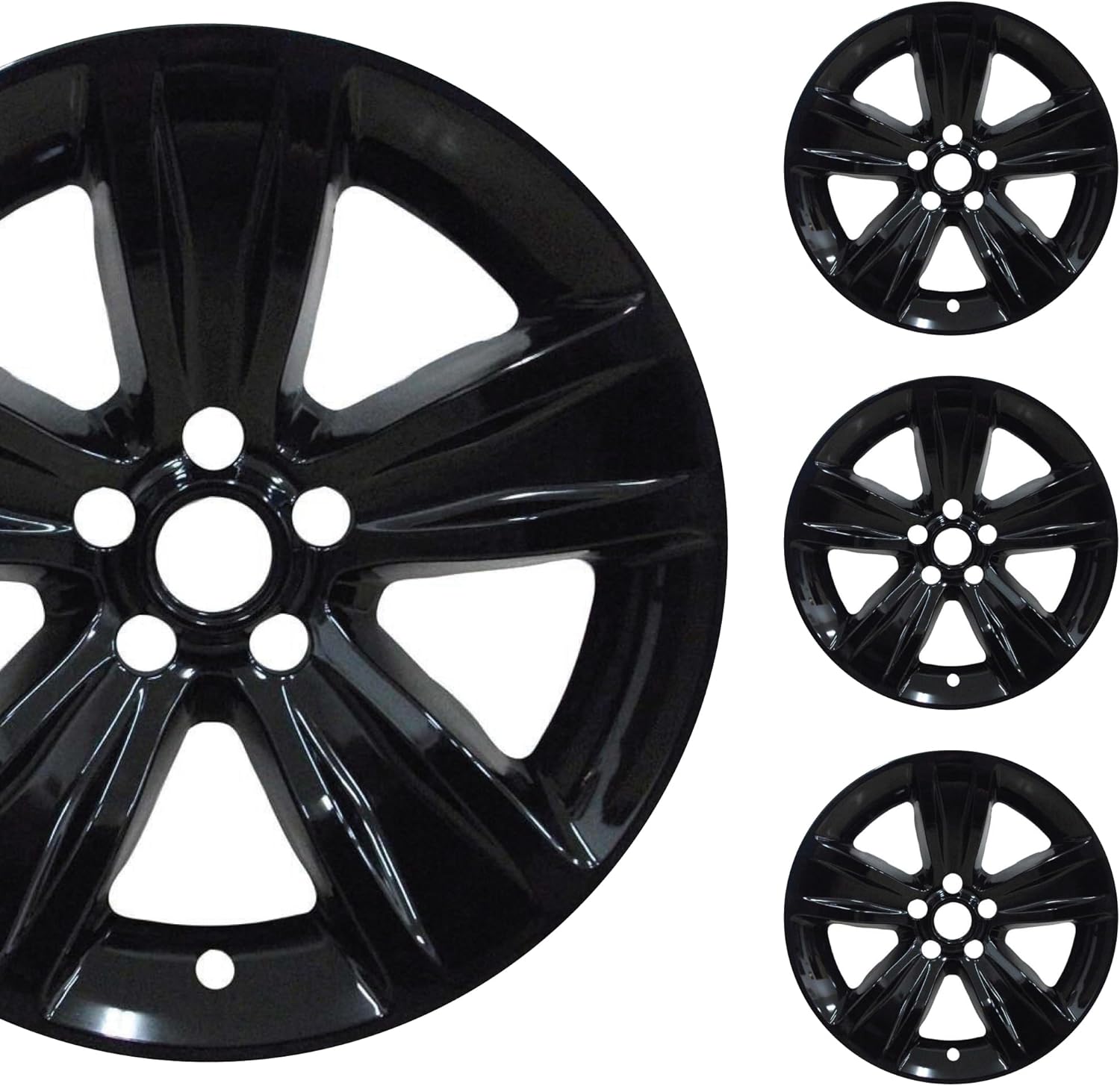 18" Gloss Black Wheel Skin Set Made for Dodge Charger R/T (2015-2019) and Dodge Challenger SXT (2015-2023) | Durable ABS Plastic Cover Hubcap | Fits Directly Over OEM Wheel