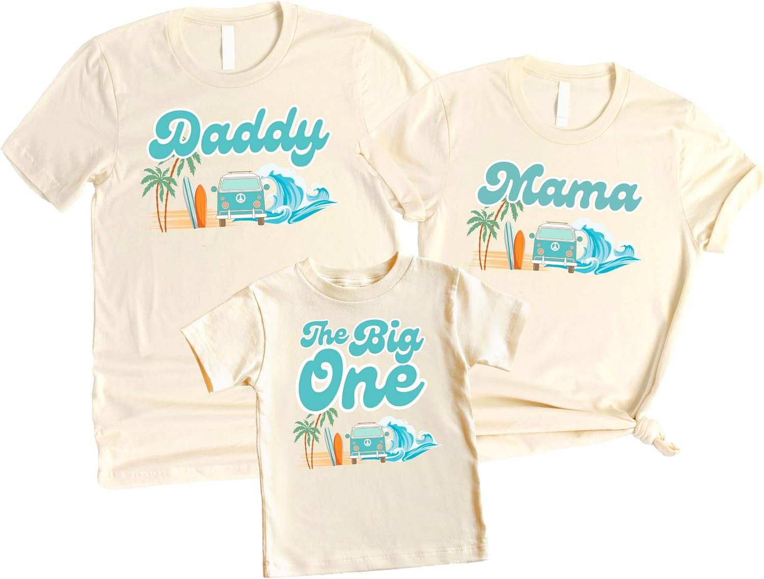 The Big One Surf Theme Matching Family Birthday Shirts for Boys & Girls, Mama, Daddy, Sister, Brother -Sold Individually