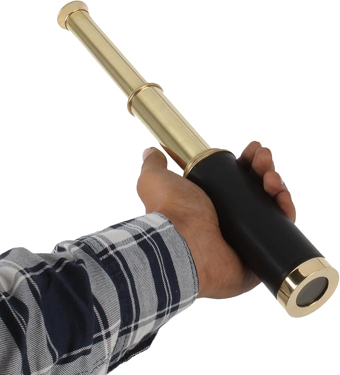 Telescopio de mano de latón náutico de 9" con caja de madera miniatura 7