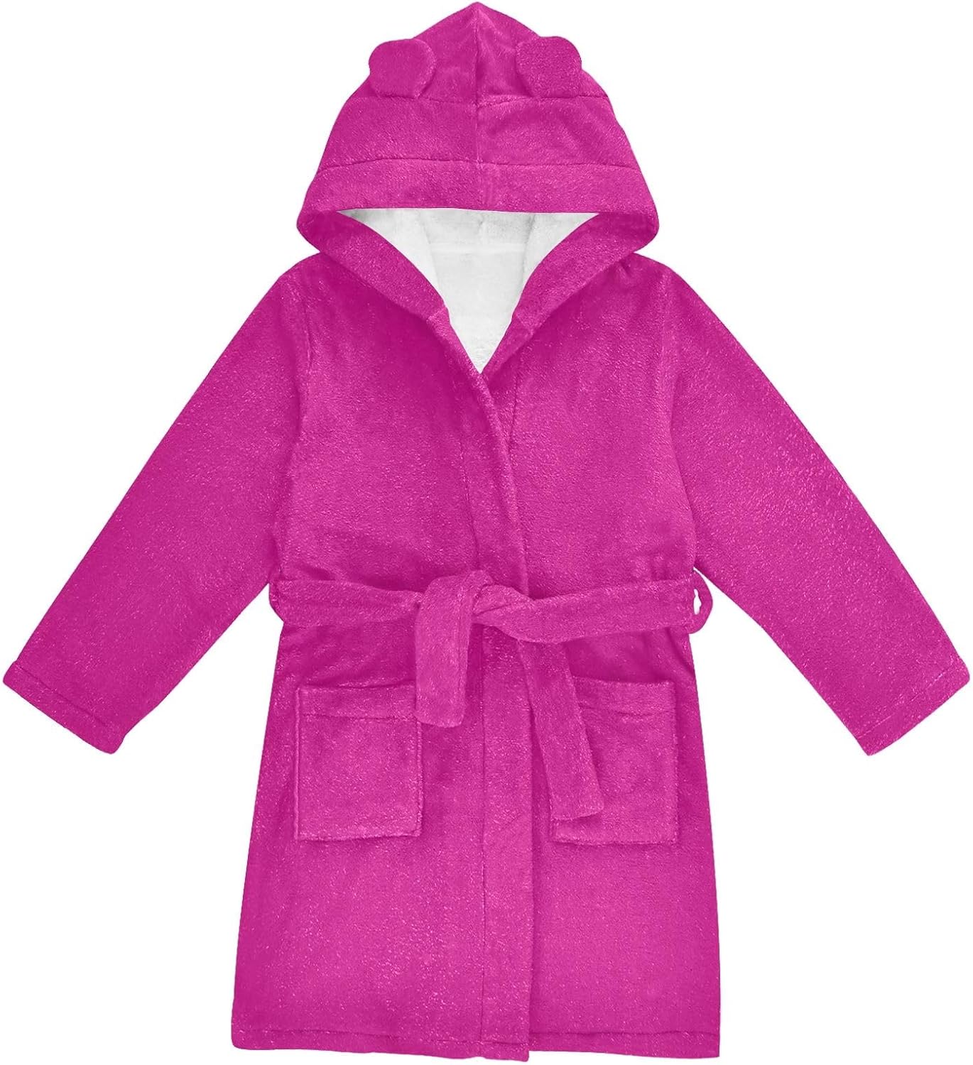 ODAWA Ruby Kids Bathrobe, Plush Soft Hooded Towel Robe for Boys Girls, Quick Dry Bath Wrap with Pockets