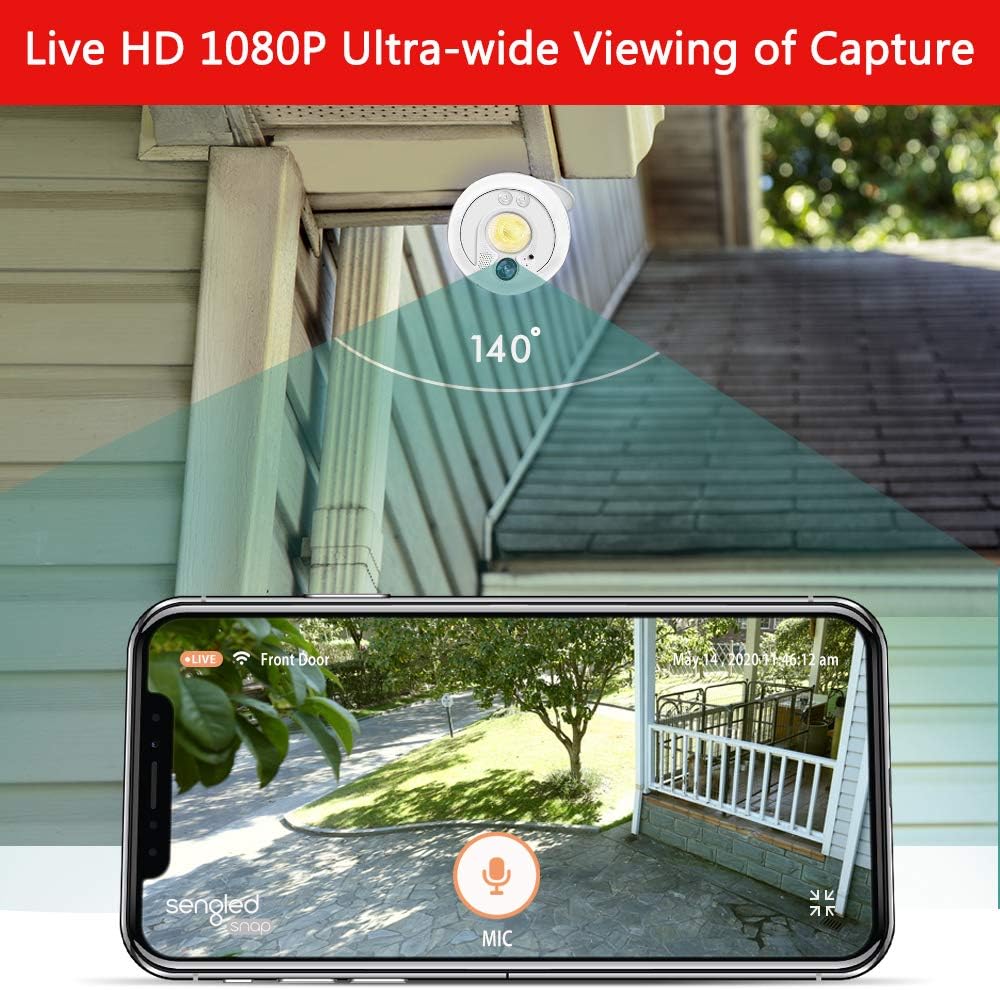 Sengled Floodlight Security Camera Outdoor Full HD 1080P Security Camera WiFi with Color Night Vision Motion-Activated Two-Way Talk Works with Alexa, Waterproof Cameras Surveillance Wireless (2 Pack)