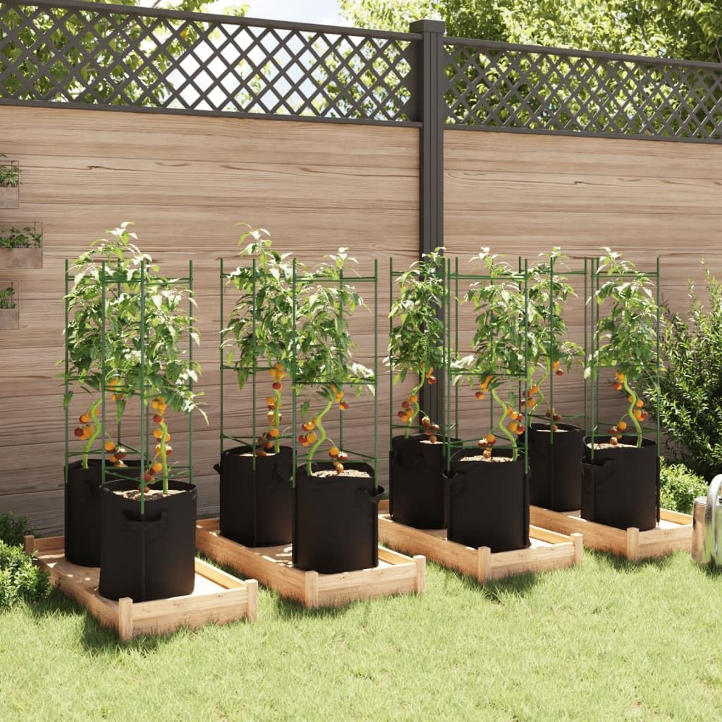Tomatenkäfig, 8 Stück, 116 cm, Stahl | Verstellbar, PE-Beschichtung, einrastbare Arme, Bodenspitze, für Tomaten, Gurken, Bohnen