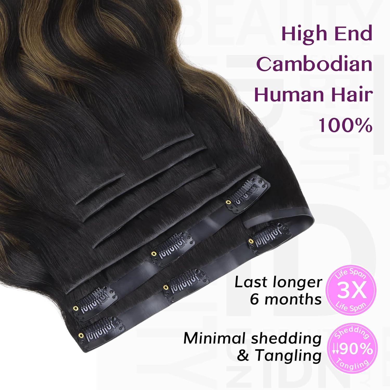 IDN BEAUTY 5+2 Invisi Edge Seamless Clip in Hair Extensions Human Hair, Body Wave Balayage Natural Black to Brown 18 Inch 110g 5pcs Invisible Edge & 2pcs Seamless Clip ins for Black Women No Leave Out