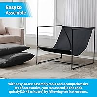 Vista 6 de Silla tipo cabestrillo, silla de acento suave con marco de acero, cómoda silla reclinable con cojín suelto para lectura para sala de estar, sala