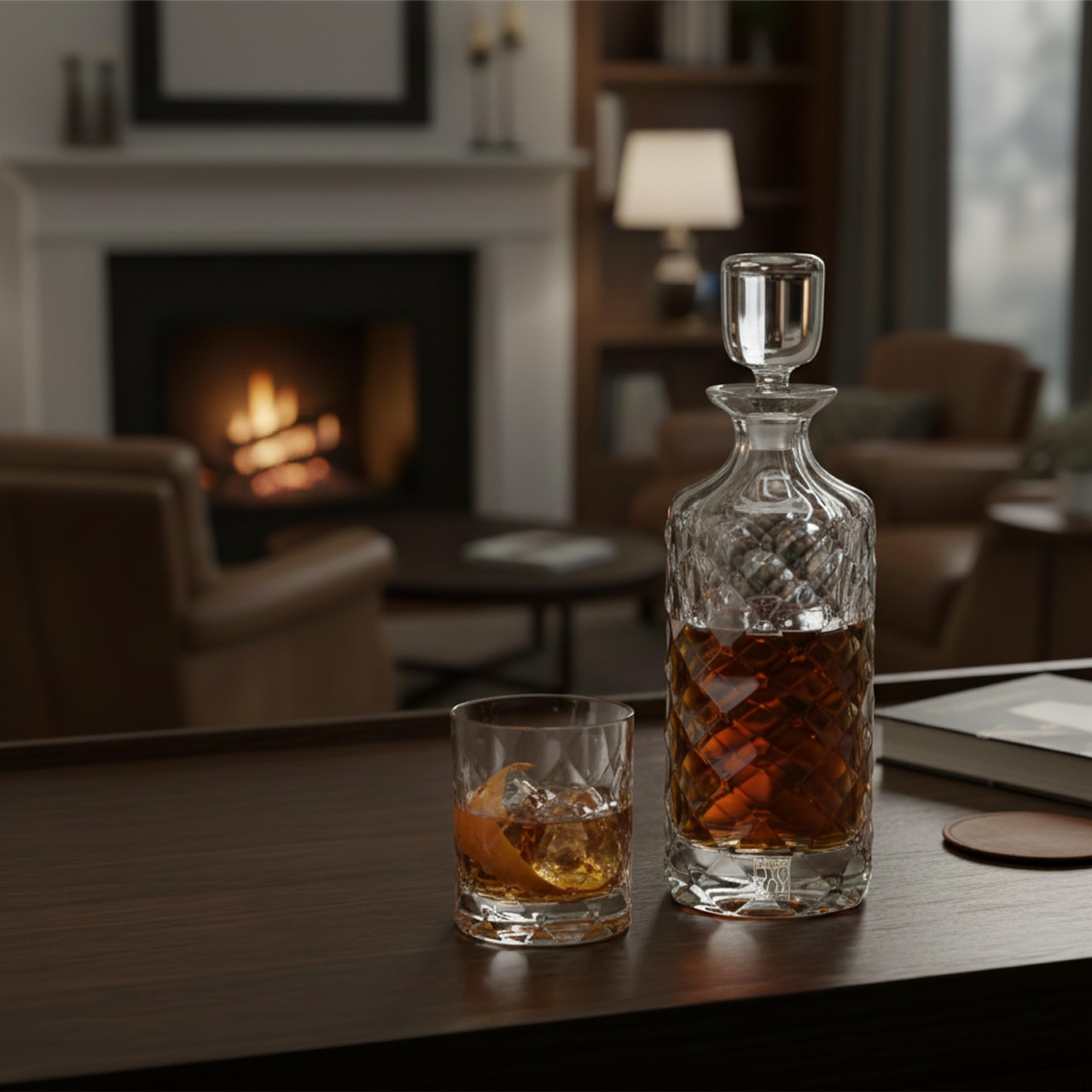 Crystal Bohemia Whiskyglas-Set - Spülmaschinenfeste Karaffe und 6 kratzfeste Whiskygläser (je 300 ml) - Perfekt für Familien, im Freien, Restaurants und Partys - Geschenkidee aus Kristallglas