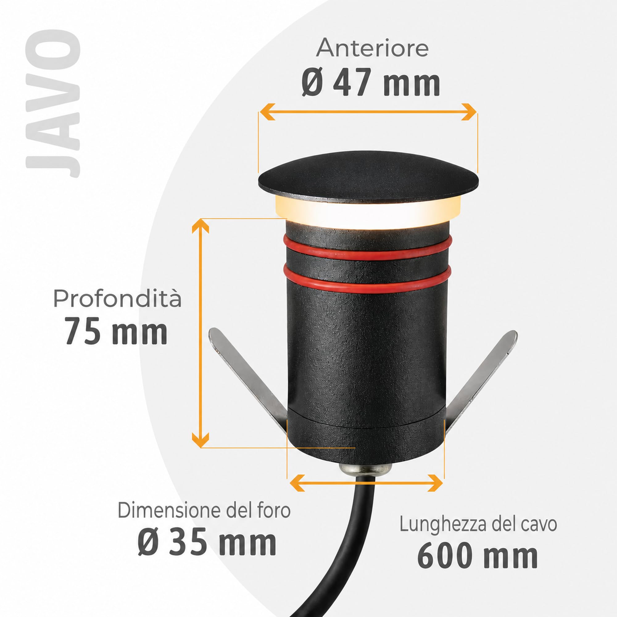 SSC-LUXon JAVO 10x Faretti da Esterno Rotondi Neri IP67 Luce Indiretta