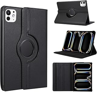 حافظة دوارة متوافقة مع ابل ايباد برو 13 بوصة (M4)، حافظة جلدية متعددة الوظائف قابلة للدوران 360 درجة مع وسادة نوم تلقائية، بولي كربونات