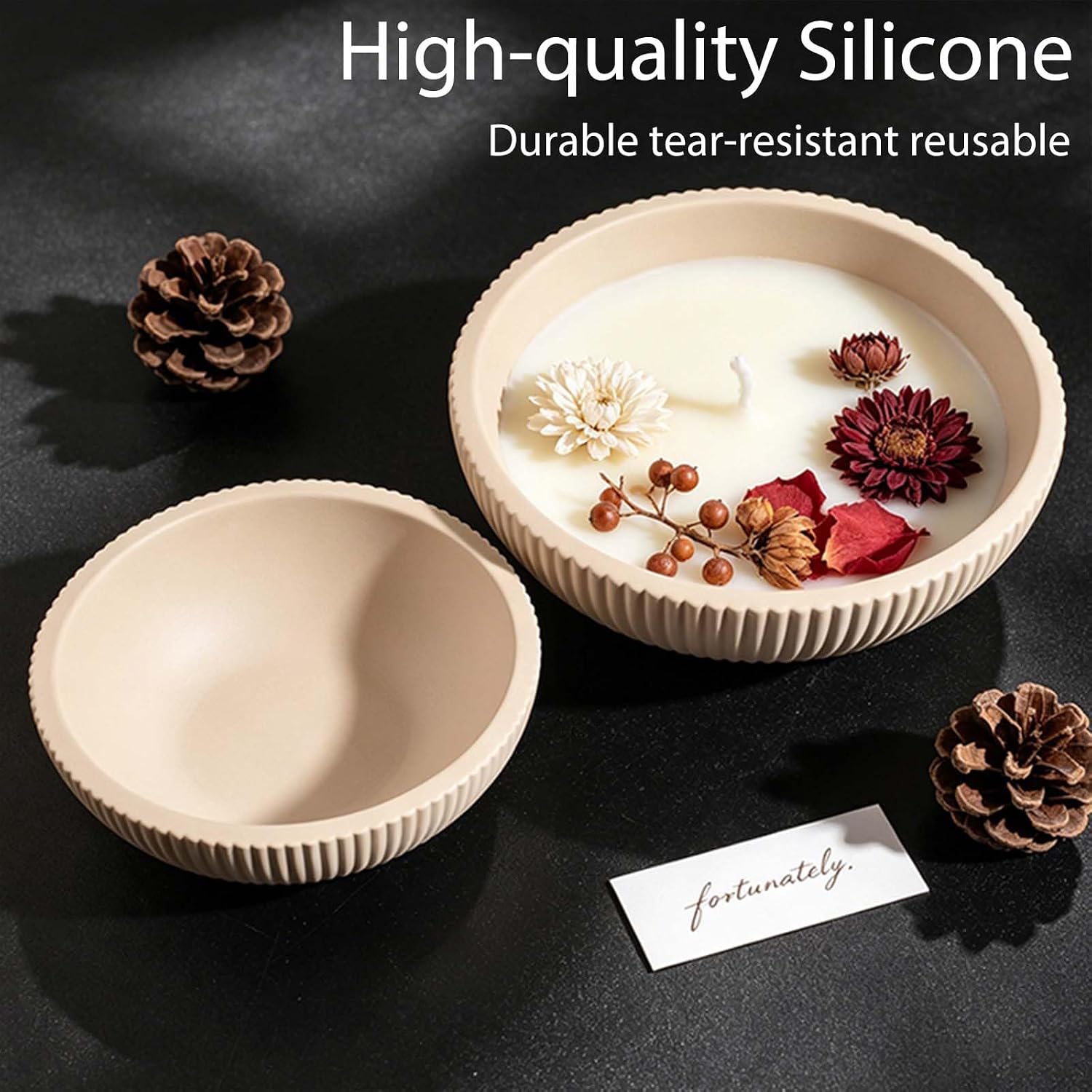 2Pcs Resin Bowl Molds Silicone, Striped Plaster Storage Bowls Mold, Bowl Molds for Epoxy Resin, for DIY Jewelry Holder Trinket Container Box Candle Holder Home Table Decoration