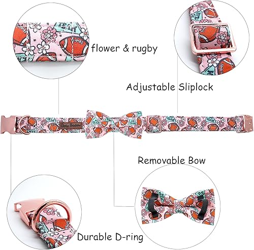 Miniatura 2 de Collar de perro  Rugby con lazos de collar de perro de flores para perros, corbatín para mascotas, collar ajustable para perros pequeños