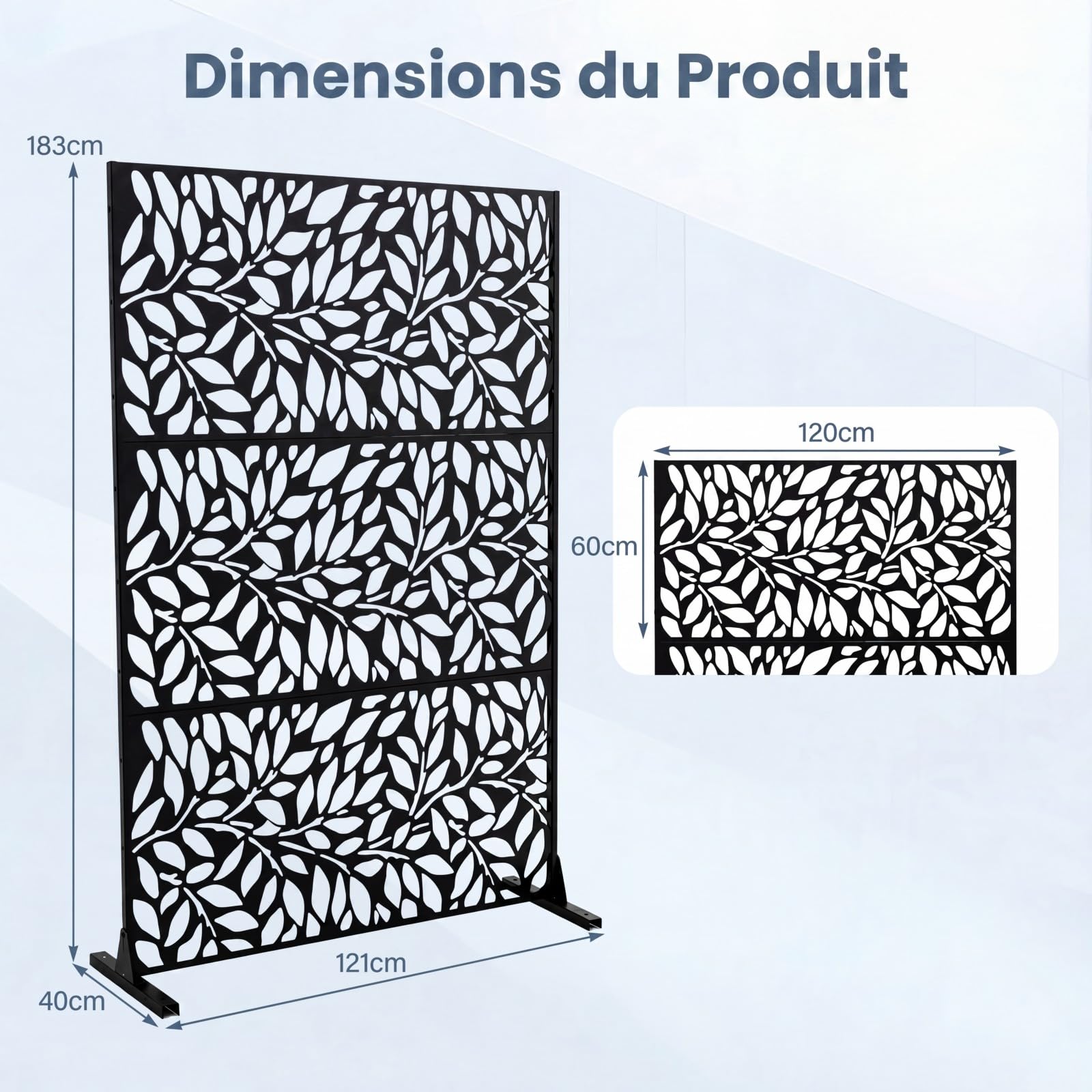 COSTWAY Paravent Exterieur Décoratif en Métal 121x183cm, Support (À Fleur)