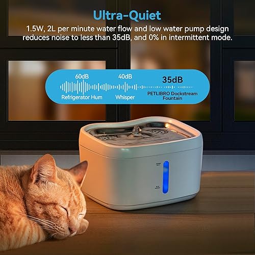 Miniatura 5 de Fuente de agua para gatos con aplicación inalámbrica conectada, fuente de agua automática para mascotas de 84 onzas  2.5 L con bandeja de acero