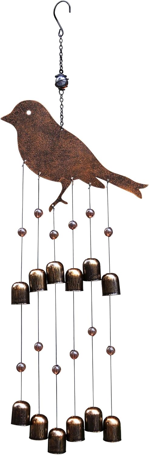 ABBLE 30“ Classic Metal Wind Chimes,12 Metal Bells and 1 Metal Bird, Durable and Hand Tuned, Music Collection for Outdoor Patio, Gift, Bronze