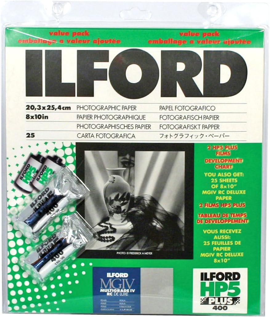 Ilford MGD.1 B&W Paper Pearl 25 sheet Value Pack with 2 rolls HP5 Film