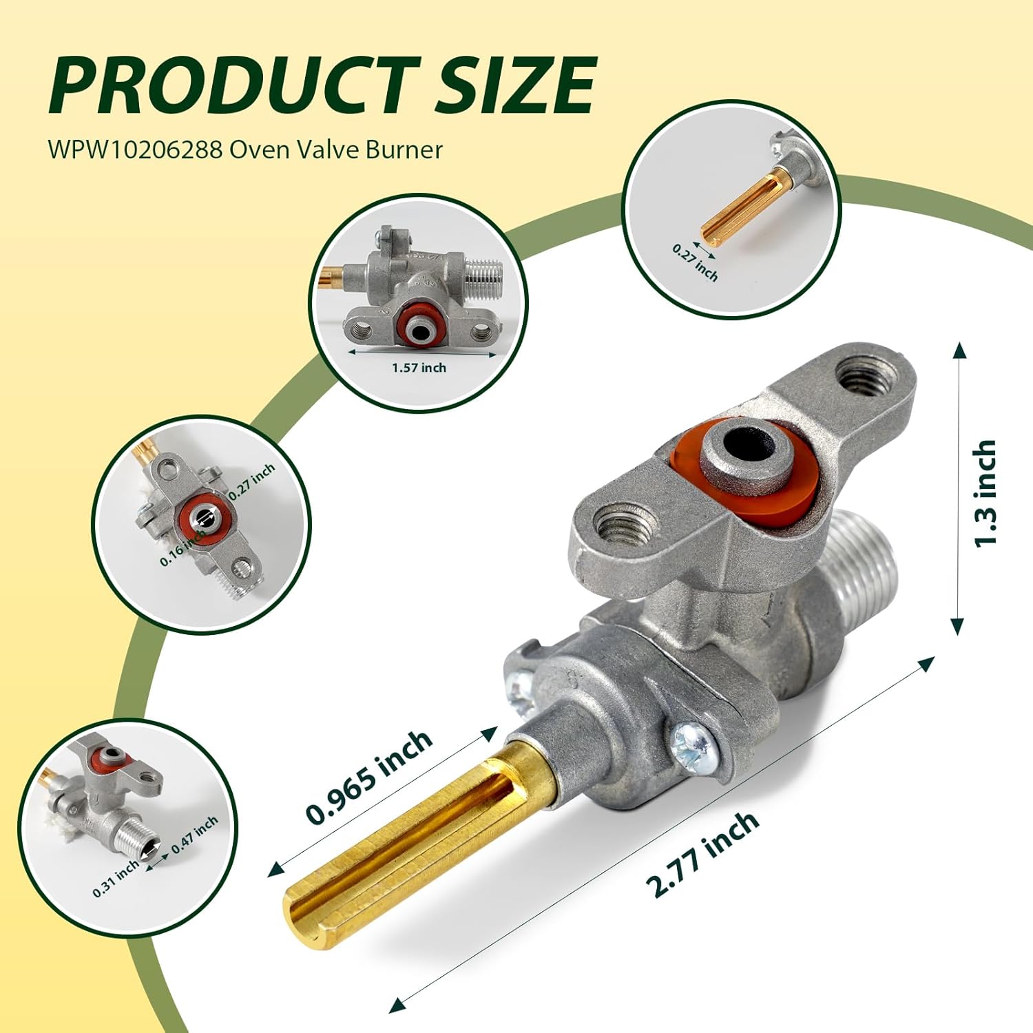 Upgraded WPW10206288 Range Surface Burner Valve Compatible with Whirlpool GGG388LXS05 WGG755S0BS00 MGT8775XB03 IGS900DS04, W10206288 Oven Valve Burner 270 Replace PD00004330 2027909 AP6017058 PS117503