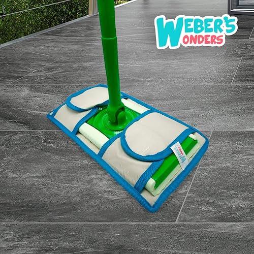 Miniatura 5 de Paquete de 4 almohadillas de microfibra Weber's Wonders para trapeador, lavables, reutilizables, duraderas, compatibles con cabezales Swiffer y